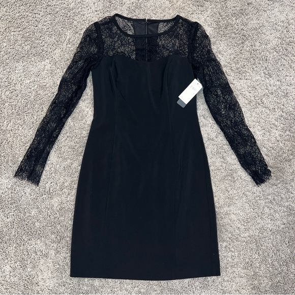 Laundry by Shelli Segal Women's Long Sleeve Lace Sheath Dress Black Size 4 - Picture 1 of 8